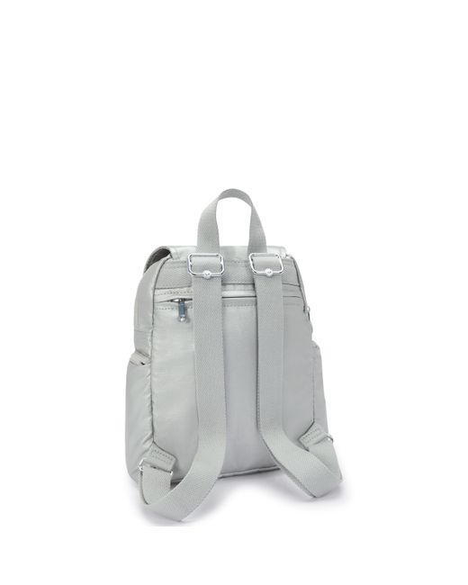 Kipling Gray Backpack City Zip Mini New Bright Metallic Small