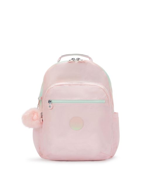 Kipling Pink Backpack Seoul Lap Blush Metallic Large