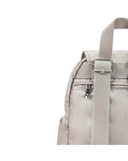 Kipling White Backpack City Zip Mini Metallic Glow Small