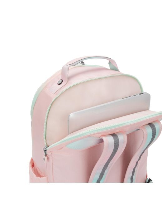 Kipling Pink Backpack Seoul Lap Blush Metallic Large
