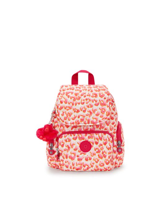 Kipling Red Backpack City Zip Mini Latin Cheetah Small