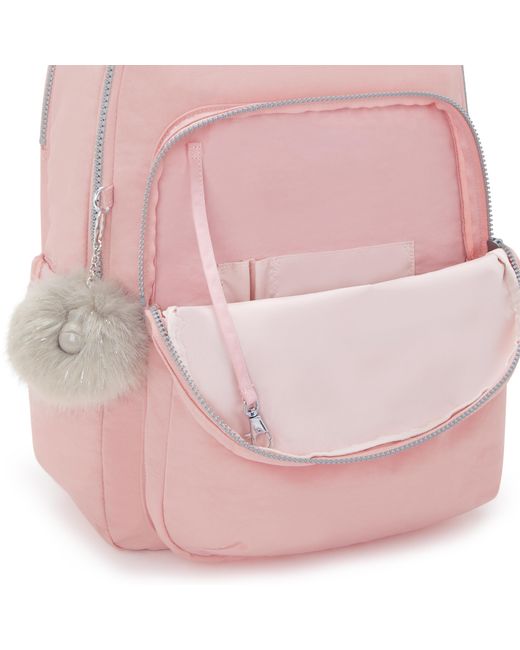 Kipling Pink Backpack Seoul Lap Blush Metallic Large