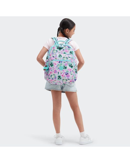 Kipling Backpack Seoul Lap Pink Palm Large