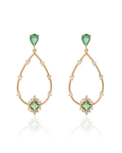 Carolina Neves Metallic Emerald Drop Earrings