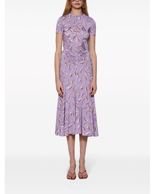 Rabanne Purple Printed Jersey Midi Dress