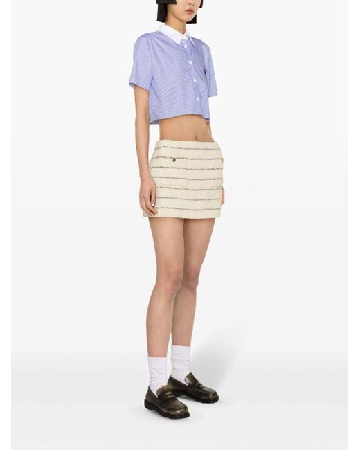 Miu Miu White Striped Tweed Mini Skirt