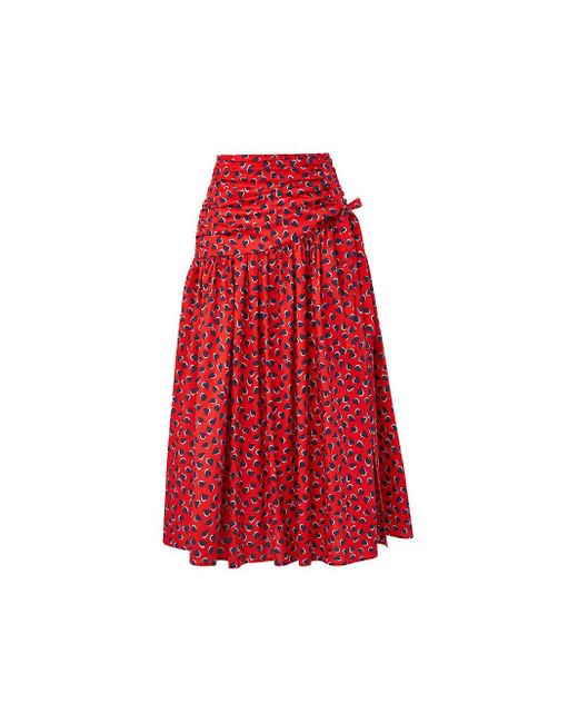 Carolina Herrera Red Heart-print Midi Skirt