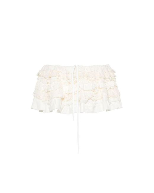 Miu Miu White Ruffle Mini Skirt
