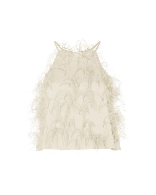 LAPOINTE White Ostrich Feather Cami