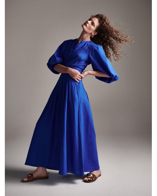 Gabriela Hearst Blue Elea Pleated Dress
