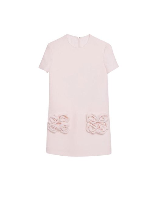 Valentino Pink Rose-appliqué Mini Dress