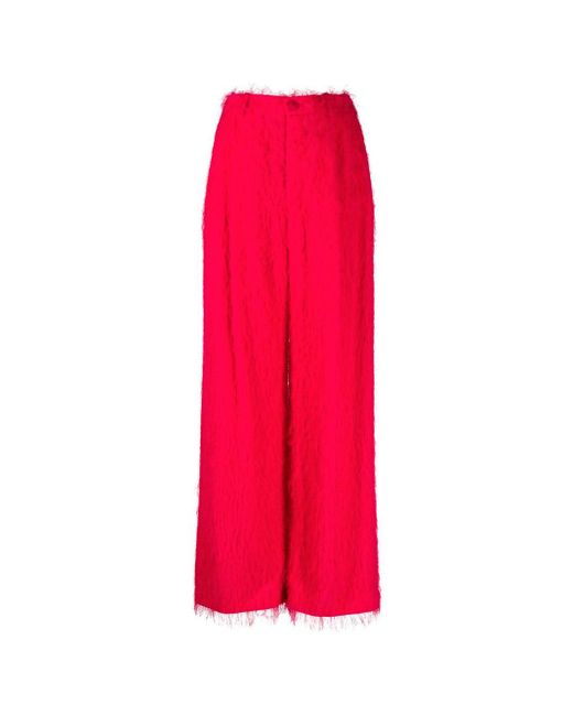 LAPOINTE Red High-waisted Fringe Trousers