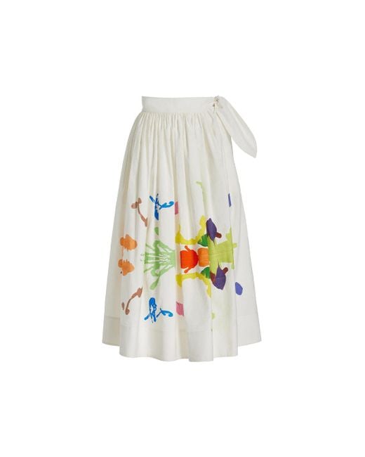 Rosie Assoulin White Tie Waist Midi Skirt