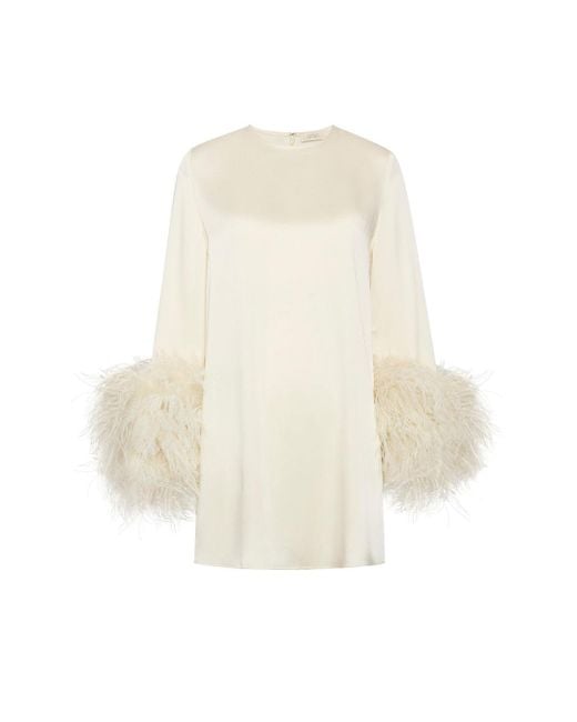 LAPOINTE White Feather-trim Mini Dress