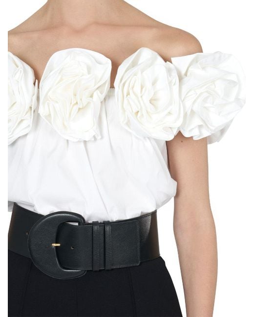 Carolina Herrera White Off-the-shoulder Floral Top