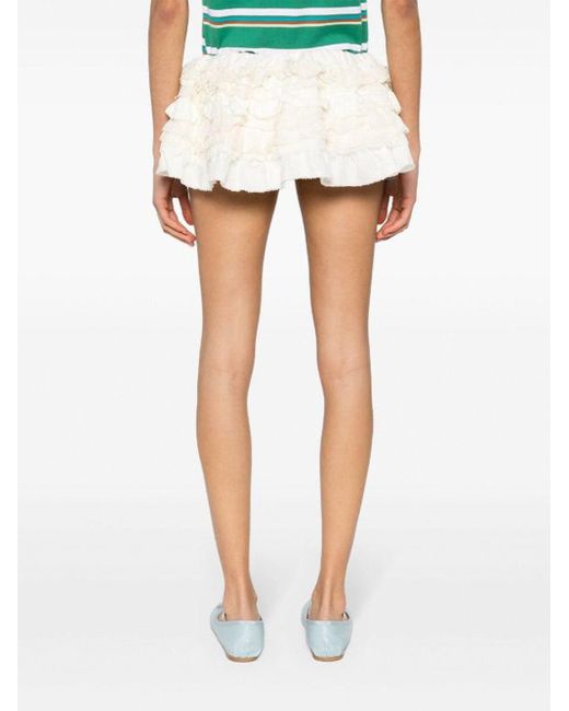 Miu Miu White Ruffle Mini Skirt