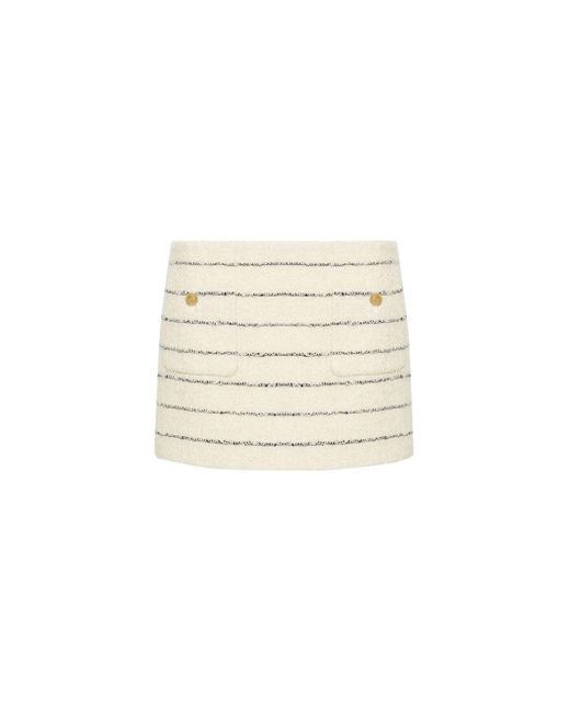 Miu Miu White Striped Tweed Mini Skirt