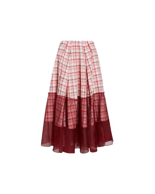 Rosie Assoulin Red I Sheer Right Through You Midi Skirt