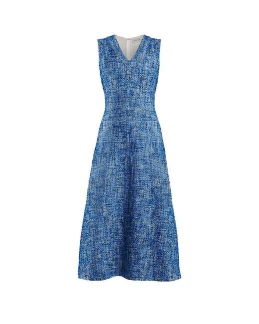 Emilia Wickstead Blue Mio Midi Dress