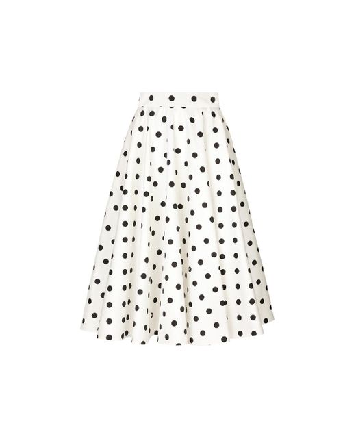 Dolce & Gabbana White Polka-dot Midi Skirt