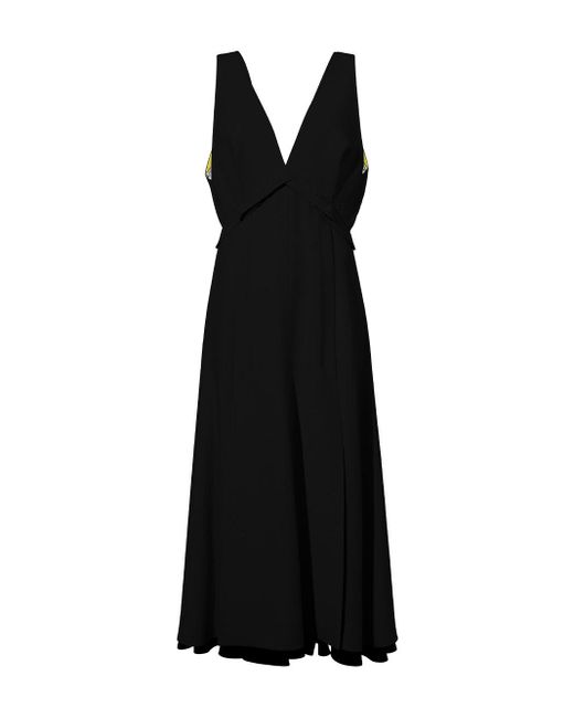 Proenza Schouler Black Printed Viscose Crepe Maxi Dress