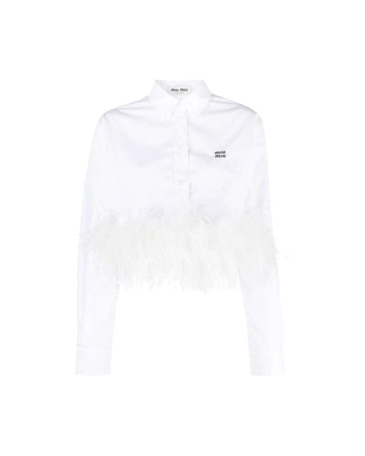 Miu Miu White Feather-trim Shirt