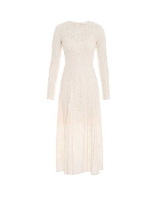 Zimmermann Devi Panelled Lace Midi Dress in White