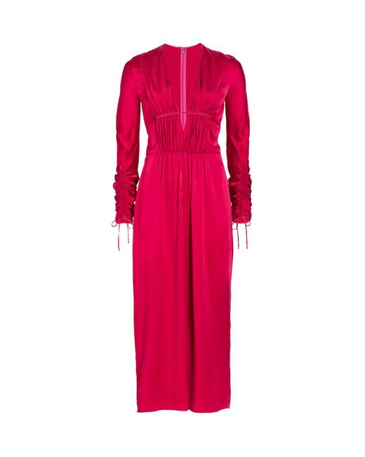 Alejandra Alonso Rojas Silk Satin Midi Dress in Red (Pink) | Lyst