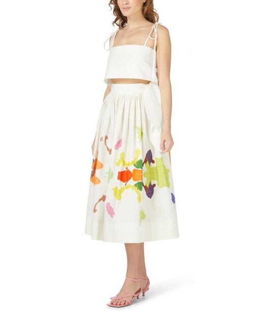 Rosie Assoulin White Tie Waist Midi Skirt
