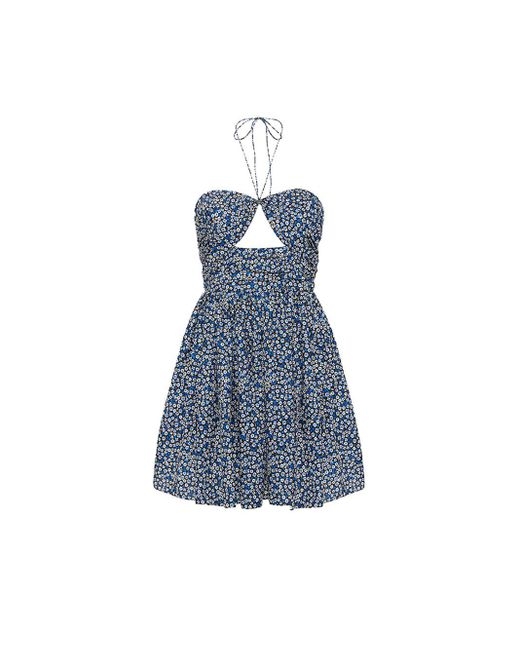Matteau Blue Bandeau Ruched Mini Dress