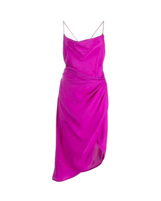 GAUGE81 Shiroi Drape Silk Midi Dress in Pink | Lyst