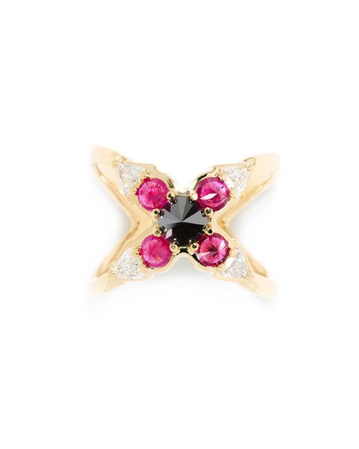 Ara Vartanian Pink Ruby Flower Ring