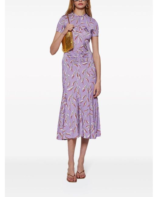 Rabanne Purple Printed Jersey Midi Dress