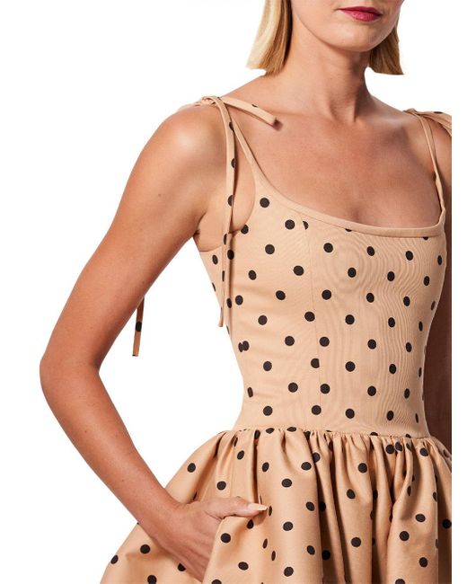 Carolina Herrera Natural Polka Dot Mini Dress