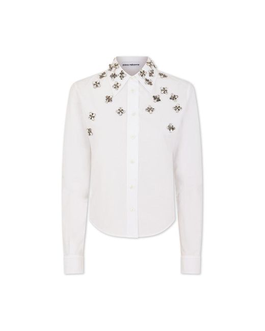 Rabanne White Crystal Poplin Shirt