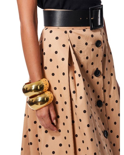 Carolina Herrera Natural Polka Dot Midi Skirt