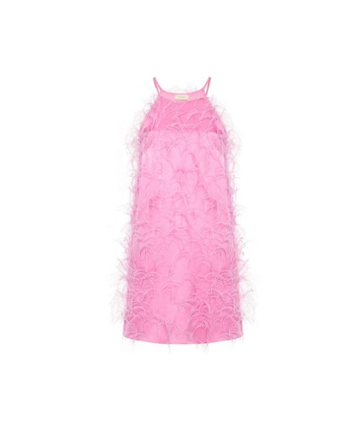 LAPOINTE Pink Feather Mini Dress