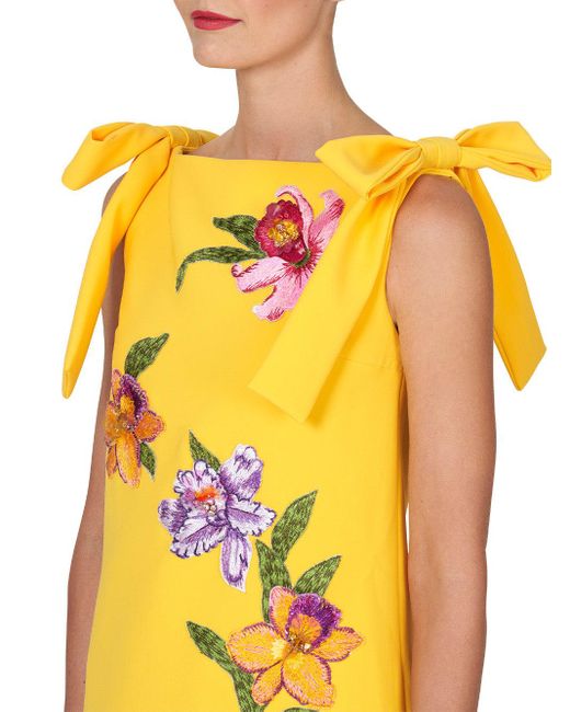 Carolina Herrera Yellow Floral Shift Dress