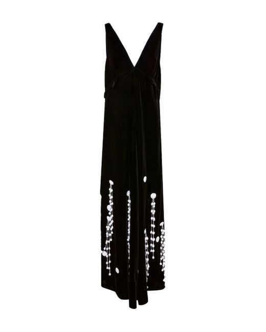 Proenza Schouler Black Embroidered Velvet Maxi Dress