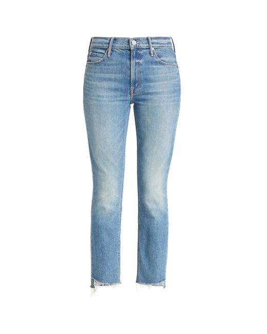 Mother Blue The Mid Rise Dazzler Ankle Step Fray Jean
