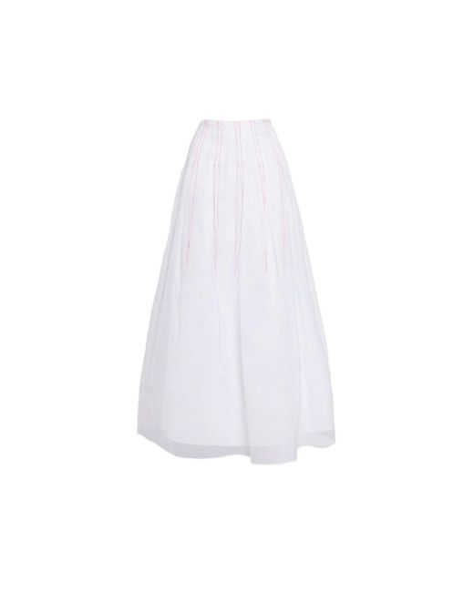 Rosie Assoulin White Red Alert Midi Skirt