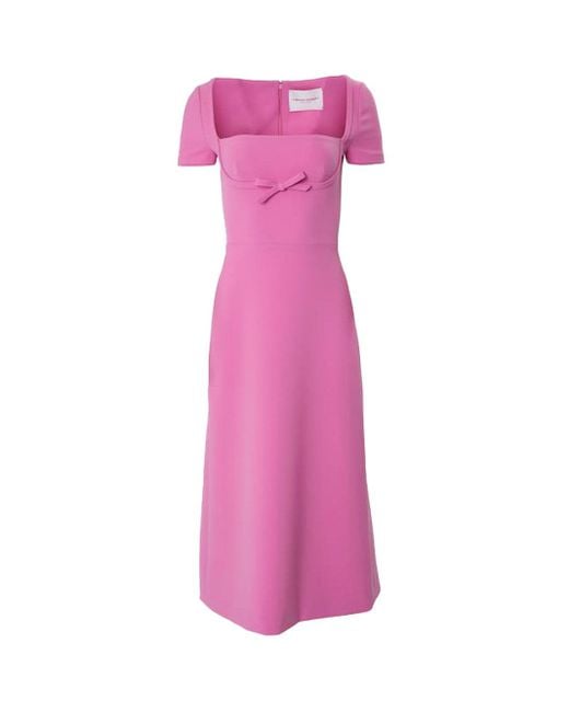 Carolina Herrera Pink Bow Neck Midi Dress