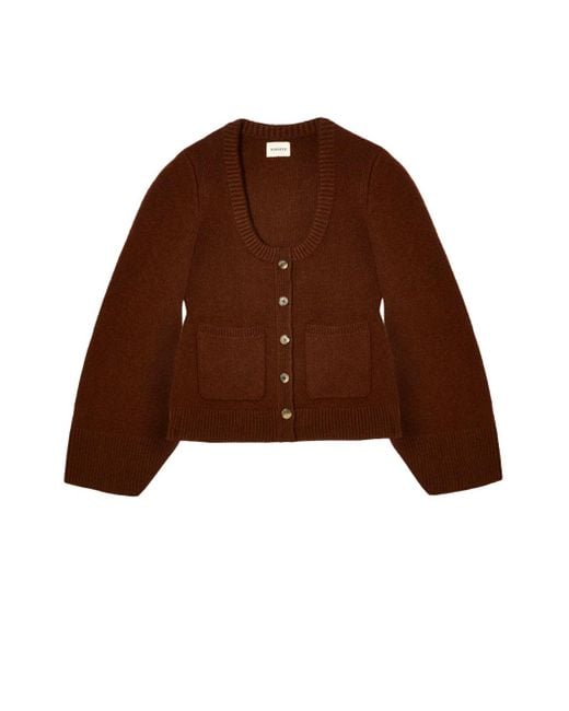 Khaite The Caro Cashmere Cardigan in Brown | Lyst