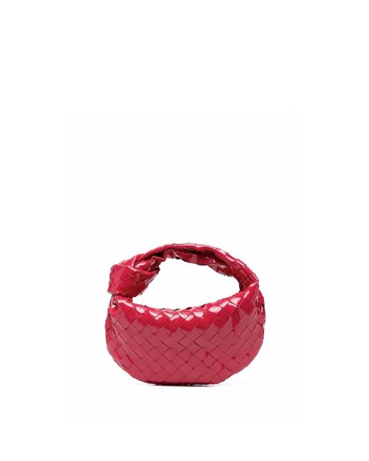 Bottega Leather Mini Jodie Patent Bag in Red Lyst