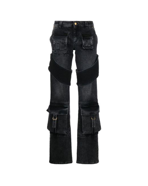 Blumarine Black Paneled Low-rise Jeans