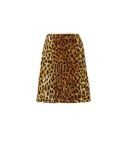 Ashish Natural Leopard Sequin Knee Length Skirt