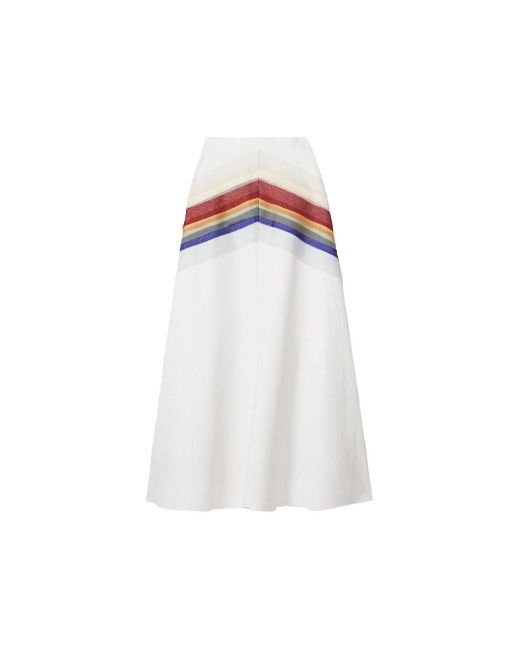 Rosie Assoulin White Organza Midi Skirt