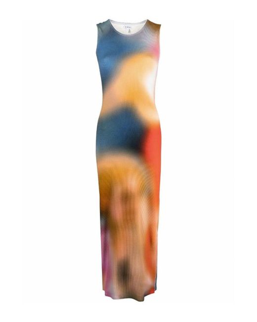 Loewe Multicolor Blur Print Tank Ribbed Maxi Dress
