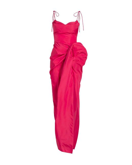 Rosie Assoulin Pink Rosebud Gathered Maxi Dress