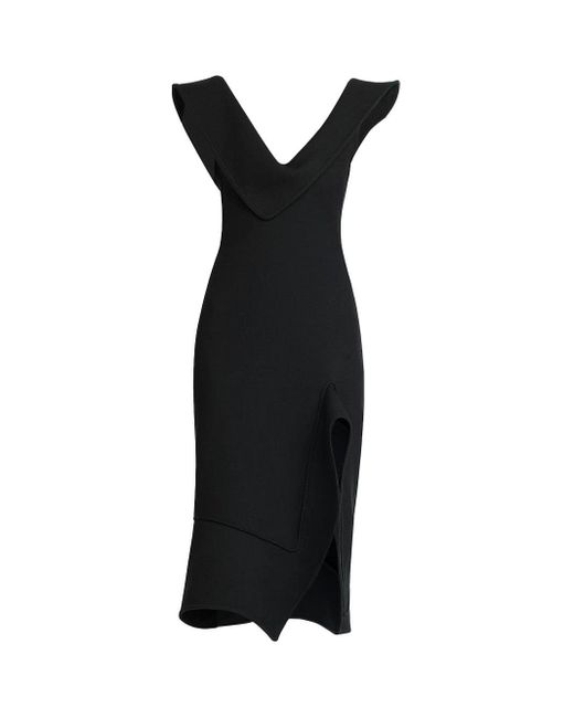 Bottega Veneta Black Column Midi Dress